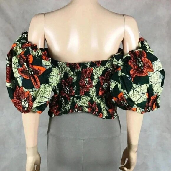 Handmade African Off-Shoulder Crop Top Size Large - Picture 3 of 7